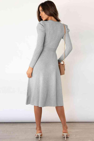 Refined And Cozy A Line Midi Sweater Dress - MXSTUDIO.COM