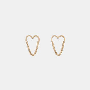 a pair of gold heart shaped earrings