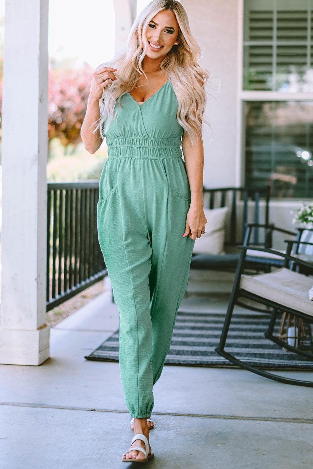 Refreshed Tapered Leg V-Neck Sleeveless Jumpsuit - MXSTUDIO.COM - Stylish Womens Clothing