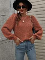 Regal Comfort Ribbed Knit Lantern Sleeve Sweater - MXSTUDIO.COM