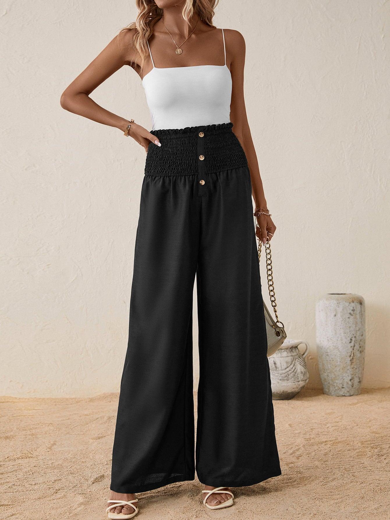 Regal Presence Black High Waisted Palazzo Pants - MXSTUDIO.COM