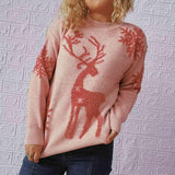 Reindeer And Snowflake Pattern Festive Sweater-MXSTUDIO.COM