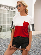 Rejuvenated Short Sleeve Color Block Tee - MXSTUDIO.COM