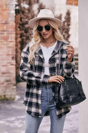 Relaxed And Comfy Plaid Hooded Jacket - MXSTUDIO.COM