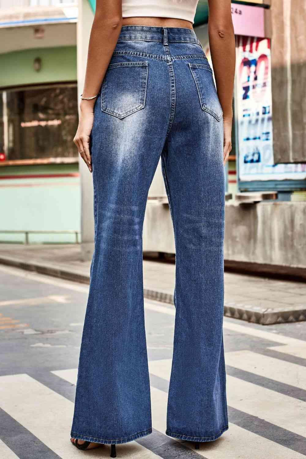 Relaxed Fit High Waist Wide Leg Jeans - MXSTUDIO.COM