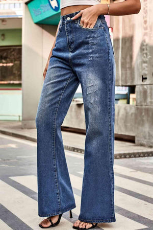 Relaxed Fit High Waist Wide Leg Jeans - MXSTUDIO.COM