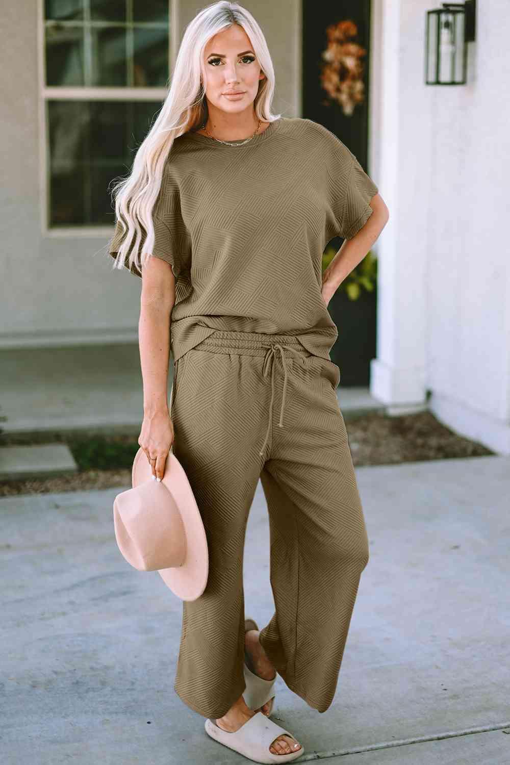 Relaxed Short Sleeve Top and Pants Set - MXSTUDIO.COM