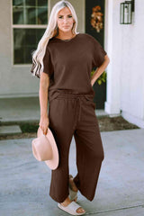 Relaxed Short Sleeve Top and Pants Set - MXSTUDIO.COM