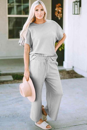 Relaxed Short Sleeve Top and Pants Set - MXSTUDIO.COM