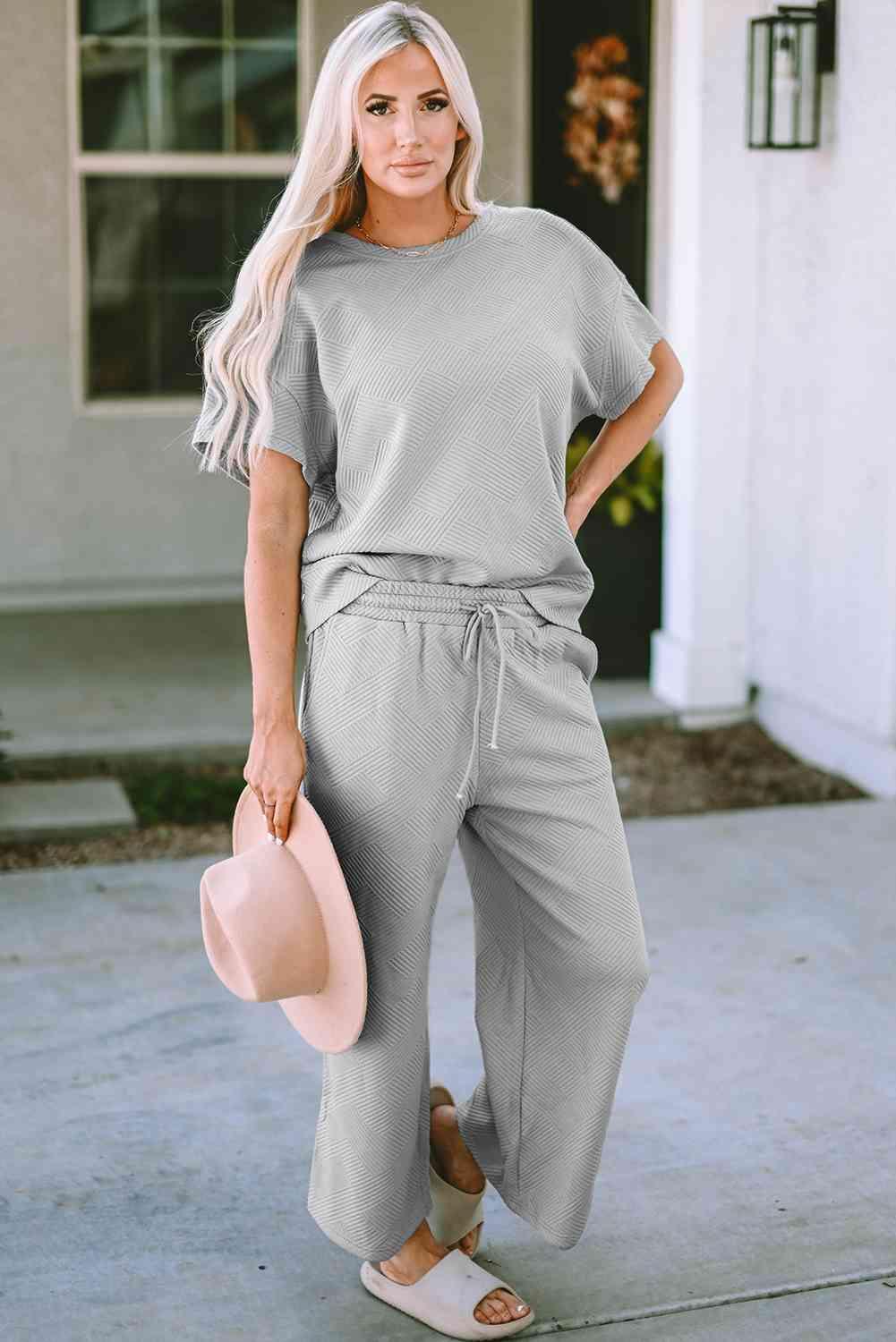 Relaxed Short Sleeve Top and Pants Set - MXSTUDIO.COM