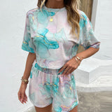 Relaxing Half Sleeve Top Tie Dye Shorts Set - MXSTUDIO.COM