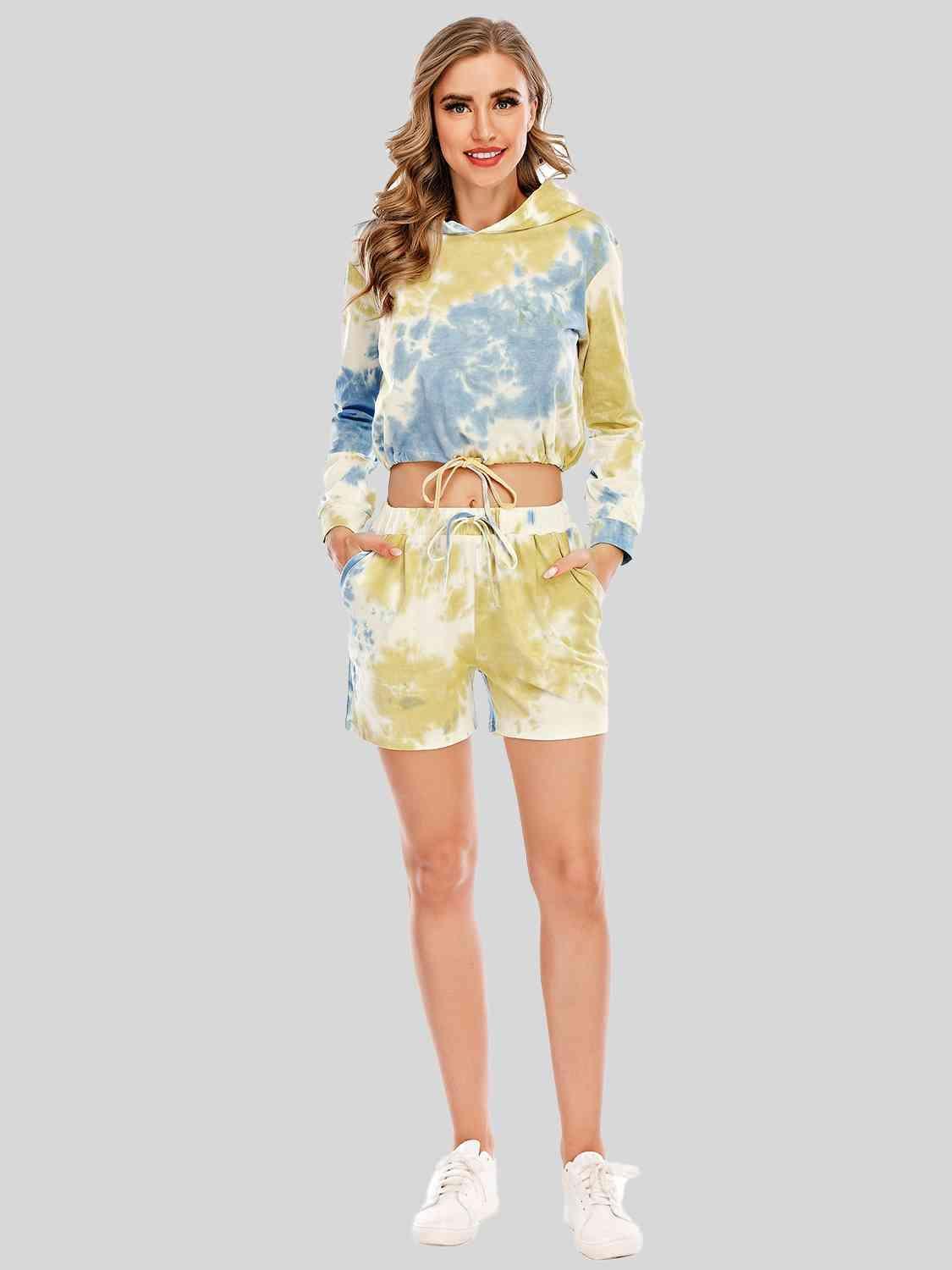 Relaxing Leisure Tie-Dye Hoodie and Shorts Set - MXSTUDIO.COM