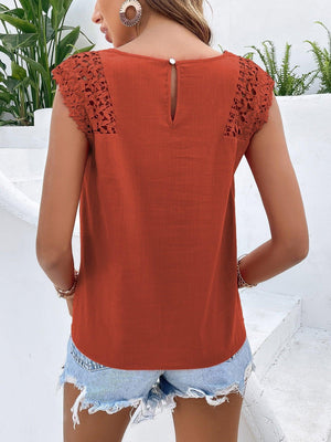 Relaxing Summer Lace Cap Sleeve Top - MXSTUDIO.COM