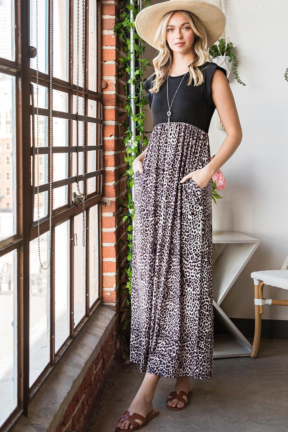 Relaxing Summer Leopard Print Maxi Dress - MXSTUDIO.COM