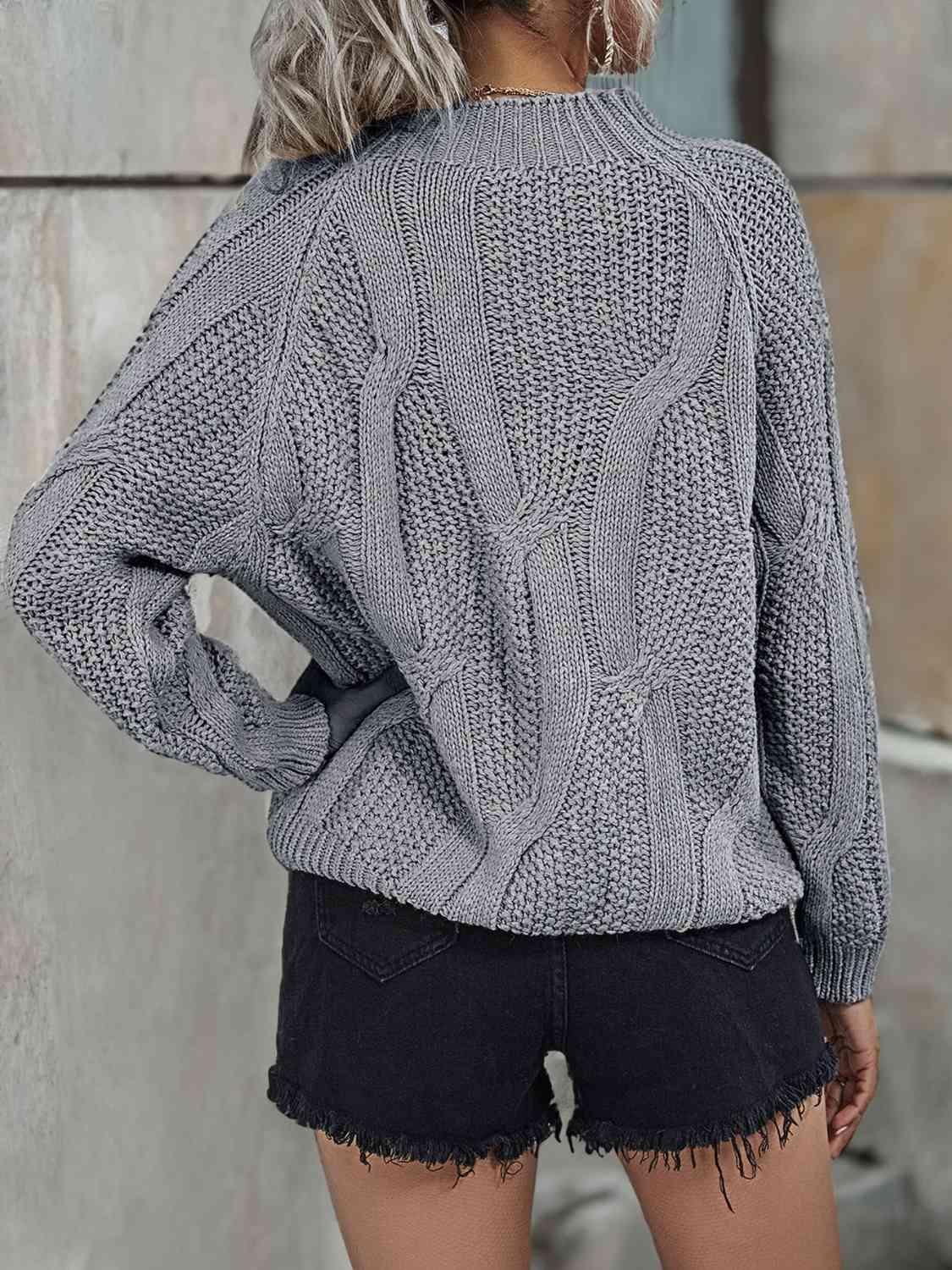 Reliable Warmth Mock Neck Cable Knit Sweater-MXSTUDIO.COM