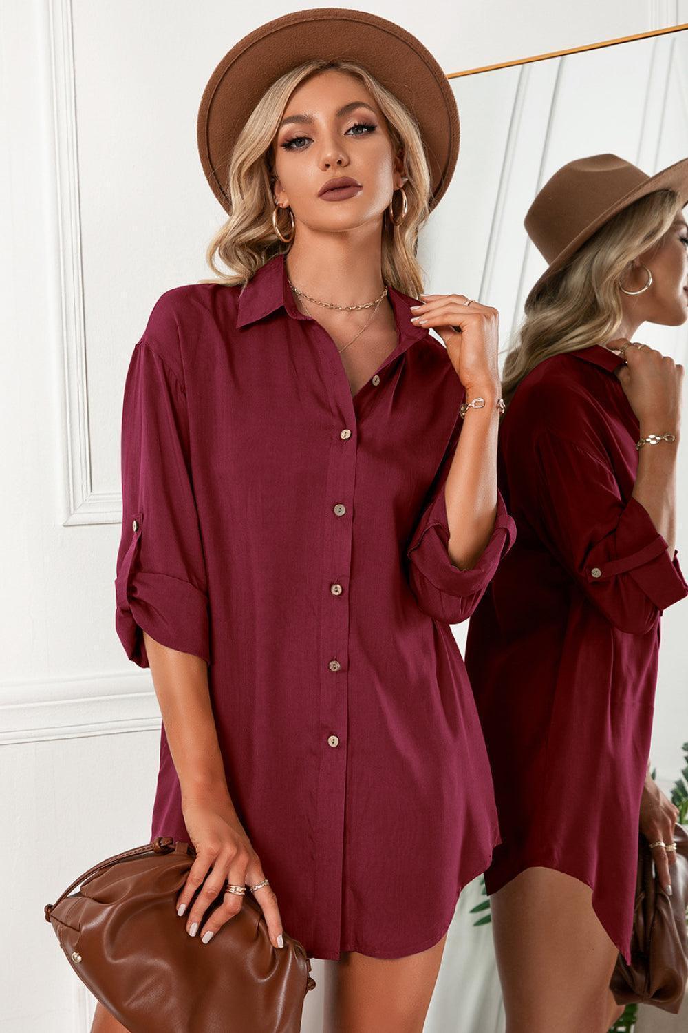 Remarkable Button Up Drop Shoulder Shirt - MXSTUDIO.COM