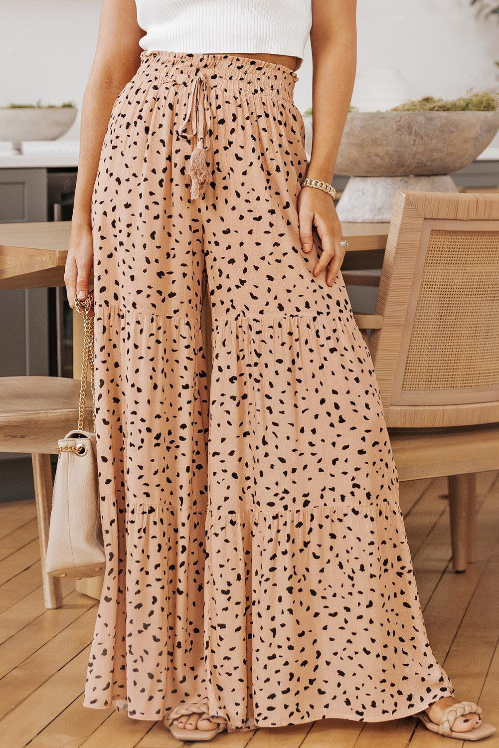 Remarkable High Waist Tiered Wide Leg Pants - MXSTUDIO.COM