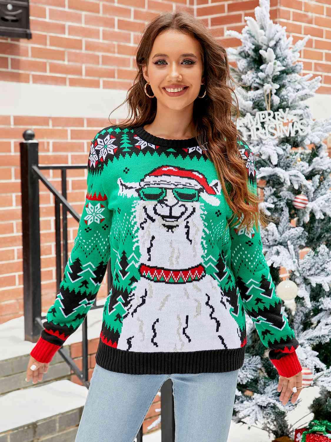 Remarkable Long Sleeve Christmas Printed Sweater-MXSTUDIO.COM