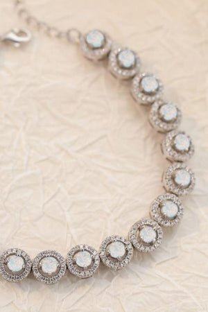 Remarkable Platinum-Plated Opal Bracelet Sterling Silver - MXSTUDIO.COM