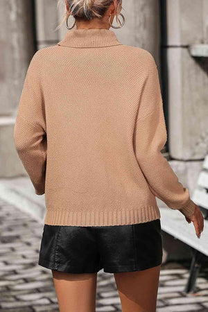 Remarkable Warmth Mock Neck Fringe Sweater - MXSTUDIO.COM