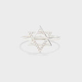 a white gold ring with a star of david