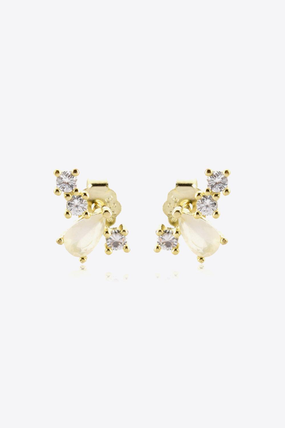 Renewing Zircon Accent Gold Plated Stud Earrings - MXSTUDIO.COM