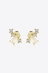 Renewing Zircon Accent Gold Plated Stud Earrings - MXSTUDIO.COM