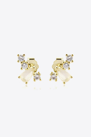 Renewing Zircon Accent Gold Plated Stud Earrings - MXSTUDIO.COM