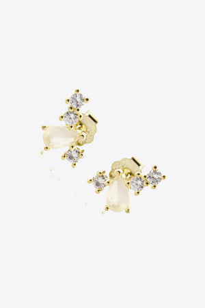 Renewing Zircon Accent Gold Plated Stud Earrings - MXSTUDIO.COM