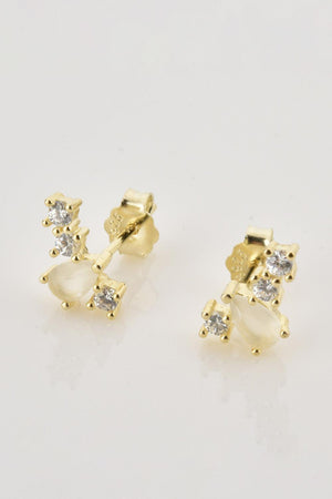 Renewing Zircon Accent Gold Plated Stud Earrings - MXSTUDIO.COM