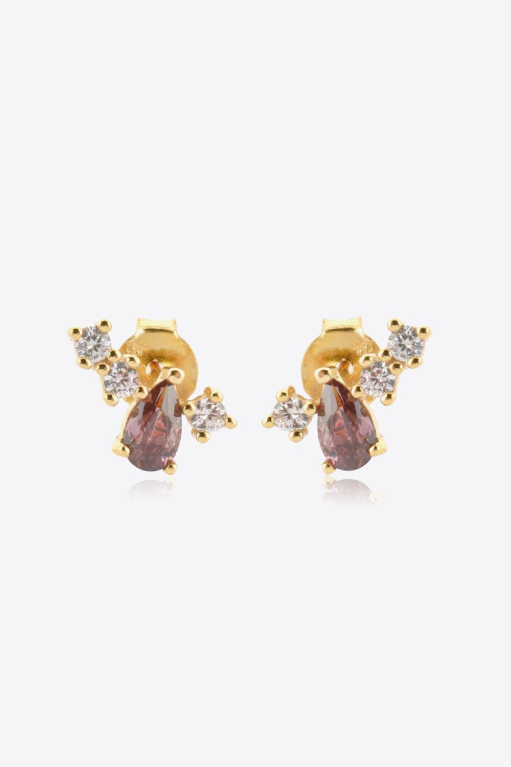 Renewing Zircon Accent Gold Plated Stud Earrings - MXSTUDIO.COM