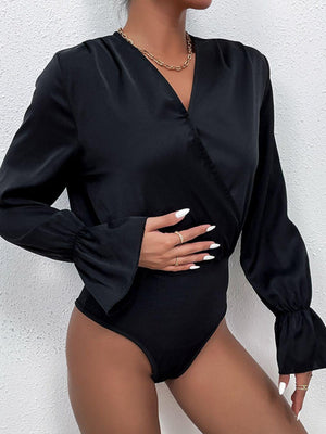 Reserved Black Ruched Long Sleeve Bodysuit - MXSTUDIO.COM