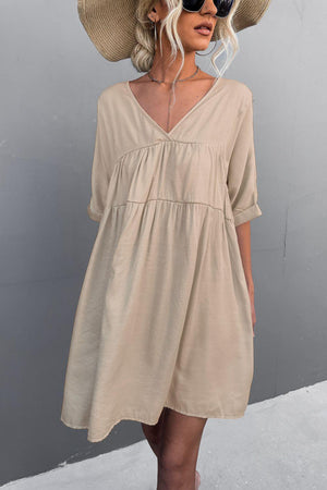 Resilient Woman Half Sleeve V Neck Dress - MXSTUDIO.COM