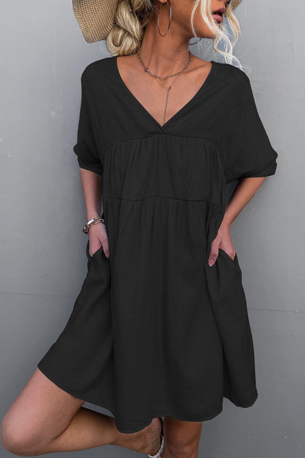 Resilient Woman Half Sleeve V Neck Dress - MXSTUDIO.COM