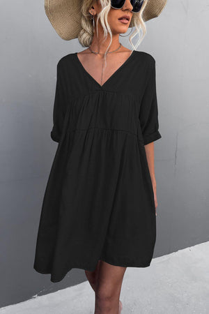 Resilient Woman Half Sleeve V Neck Dress - MXSTUDIO.COM