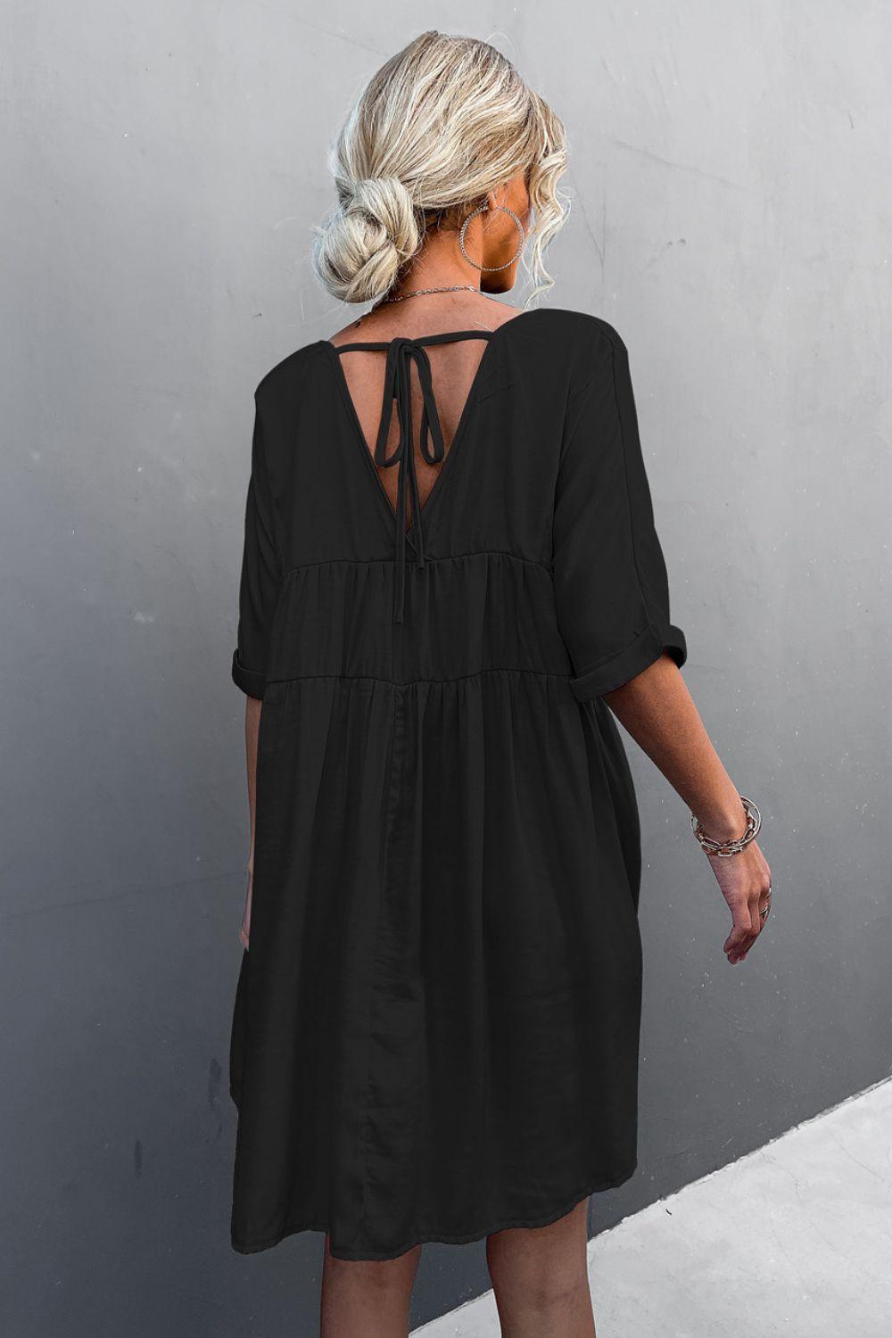 Resilient Woman Half Sleeve V Neck Dress - MXSTUDIO.COM