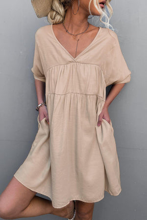 Resilient Woman Half Sleeve V Neck Dress - MXSTUDIO.COM