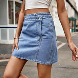 Retro Cutie High Waist A Line Denim Mini Skirt - MXSTUDIO.COM