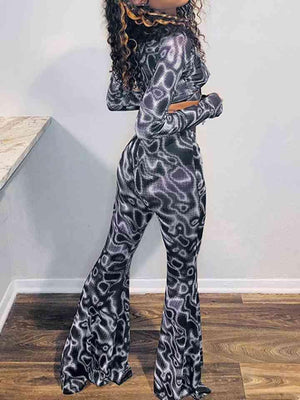 Retro Flair Printed Spandex Flare Pants - MXSTUDIO.COM