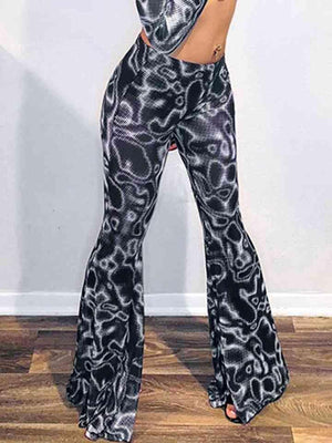 Retro Flair Printed Spandex Flare Pants - MXSTUDIO.COM