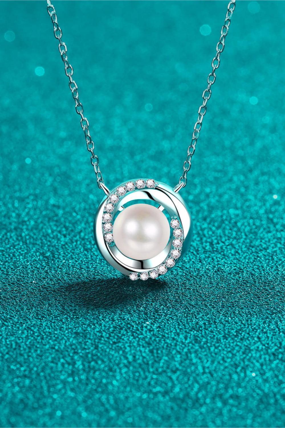 Reveal Affection Moissanite Accent Pearl Pendant Necklace - MXSTUDIO.COM