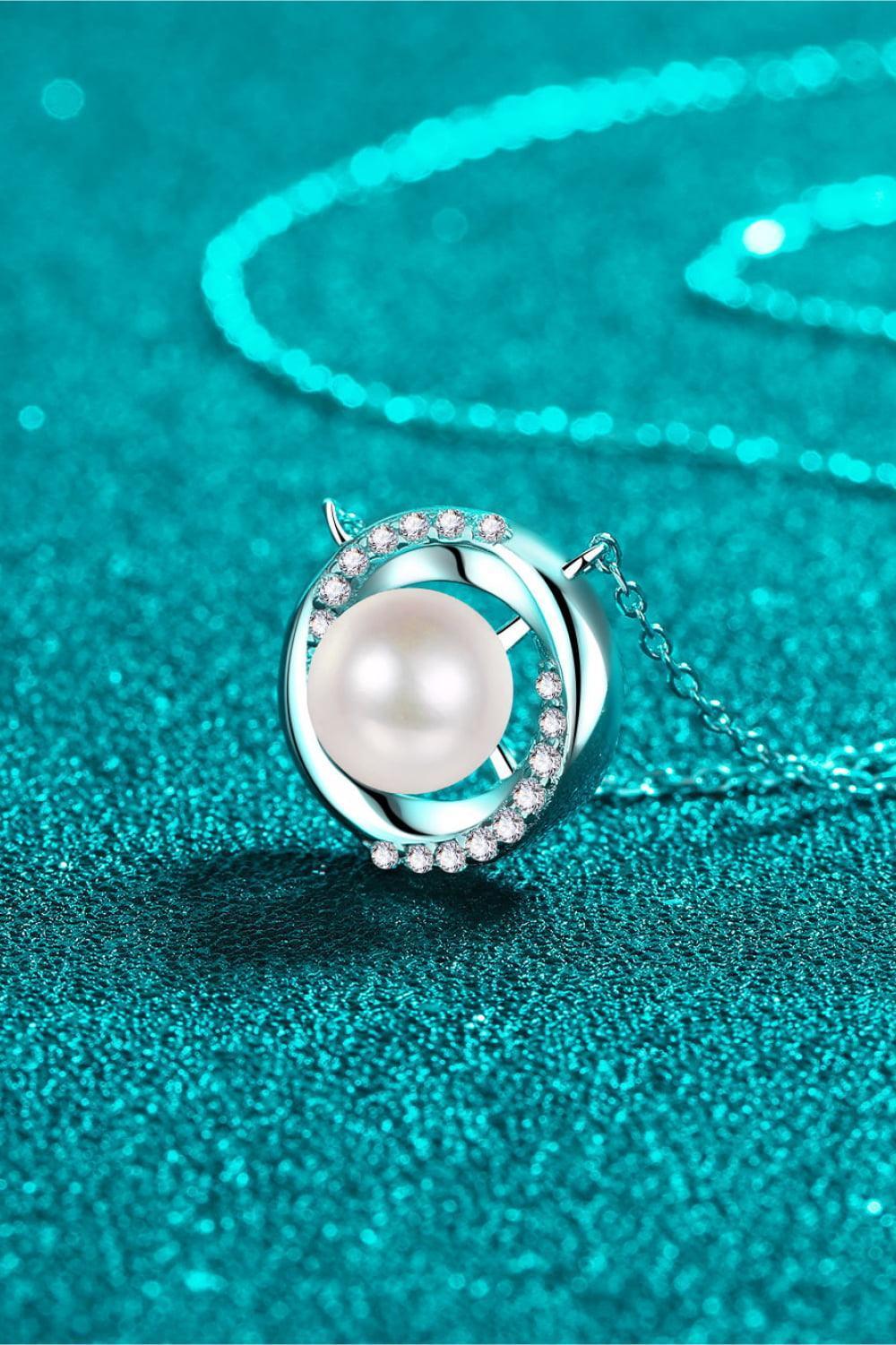 Reveal Affection Moissanite Accent Pearl Pendant Necklace - MXSTUDIO.COM