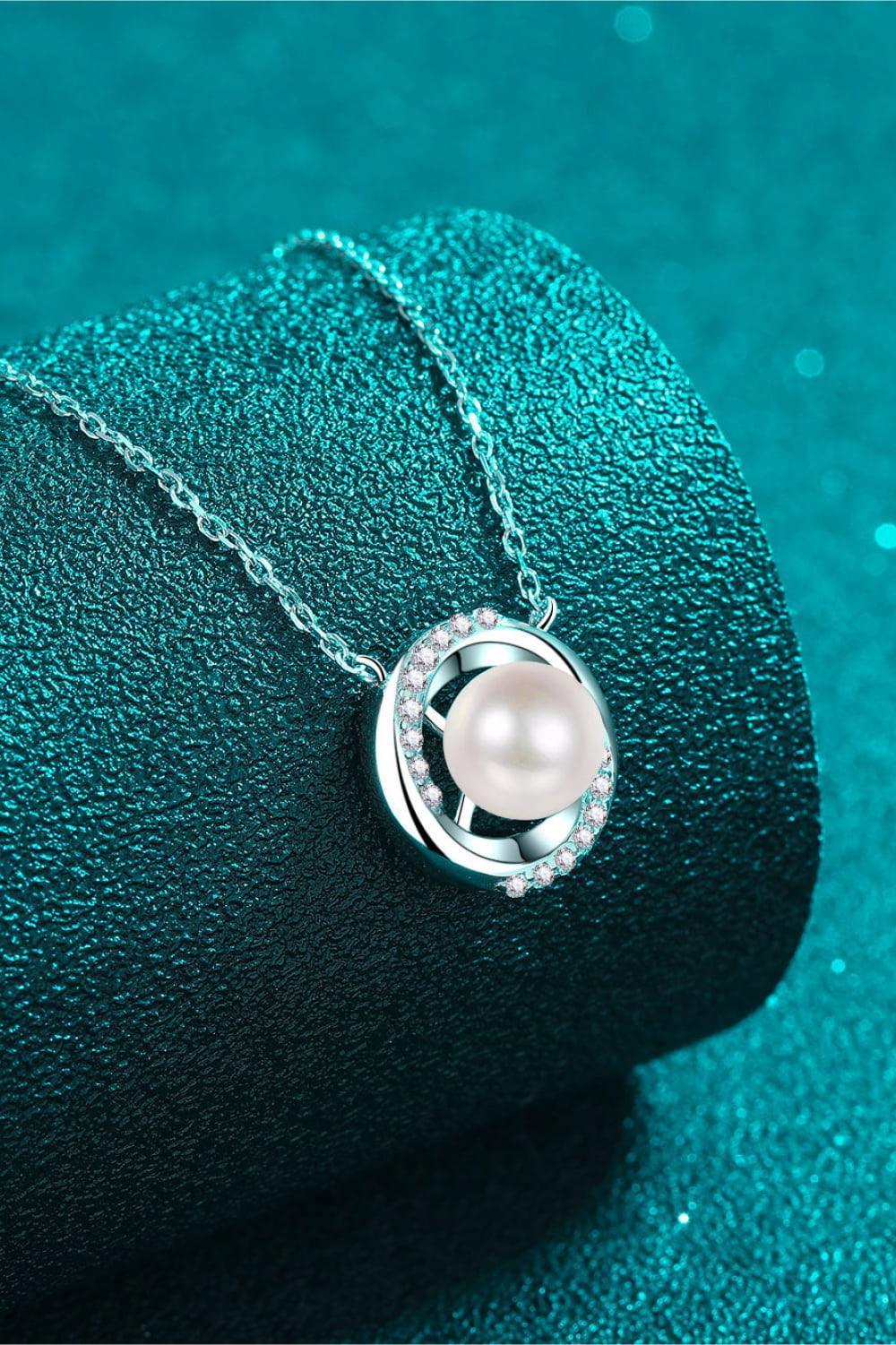 Reveal Affection Moissanite Accent Pearl Pendant Necklace - MXSTUDIO.COM