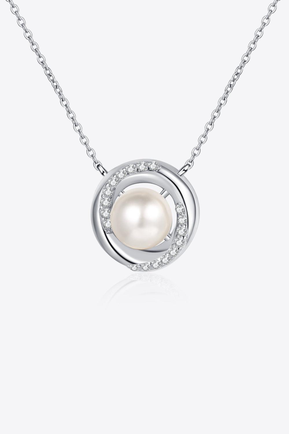 Reveal Affection Moissanite Accent Pearl Pendant Necklace - MXSTUDIO.COM