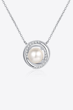 Reveal Affection Moissanite Accent Pearl Pendant Necklace - MXSTUDIO.COM