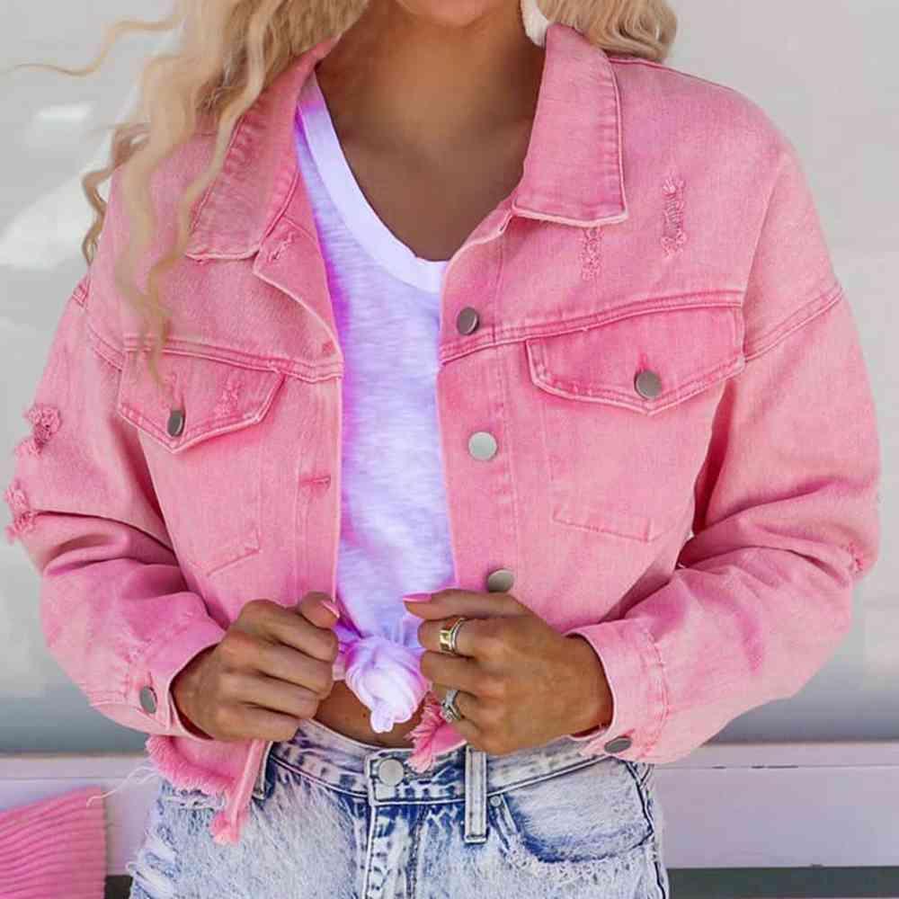 Rhinestone Fringe Sparkling Star Denim Jacket - MXSTUDIO.COM