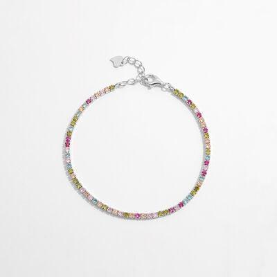 a bracelet with multicolored beads on a white background