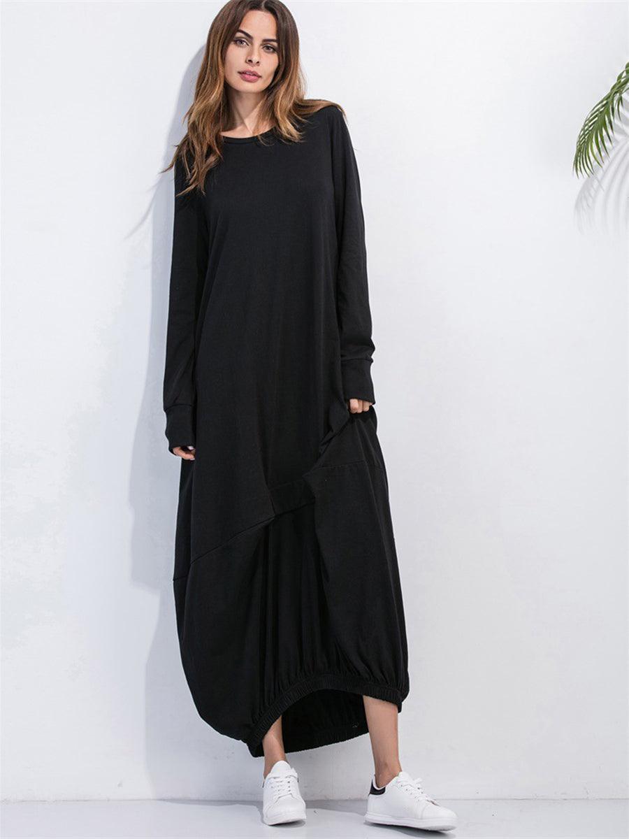 Ridiculously Comfy Long Sleeve Maxi Sweatshirt Dress - MXSTUDIO.COM