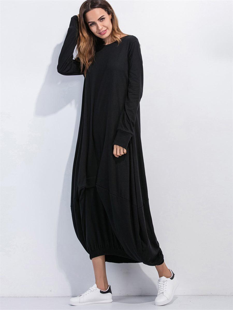 Ridiculously Comfy Long Sleeve Maxi Sweatshirt Dress - MXSTUDIO.COM