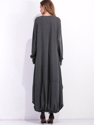 Ridiculously Comfy Long Sleeve Maxi Sweatshirt Dress - MXSTUDIO.COM